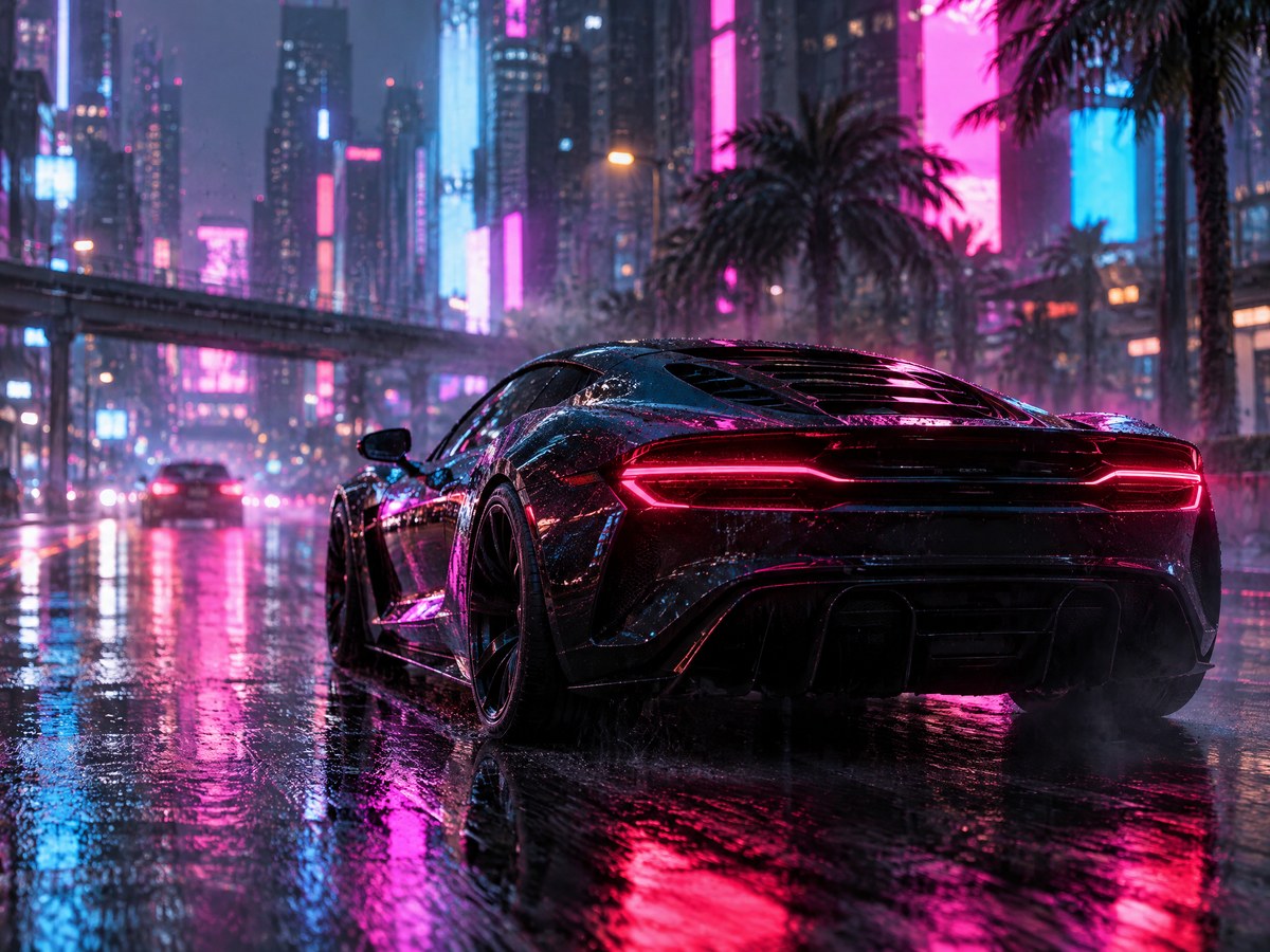 Cyberpunk na Chuva — Automotivo