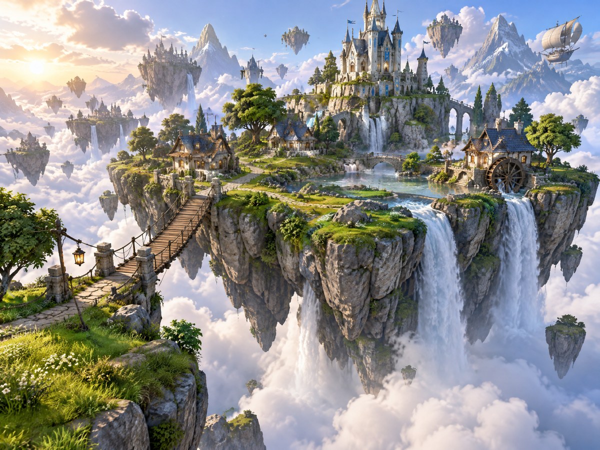 Ilha Flutuante — Render 3D/Games